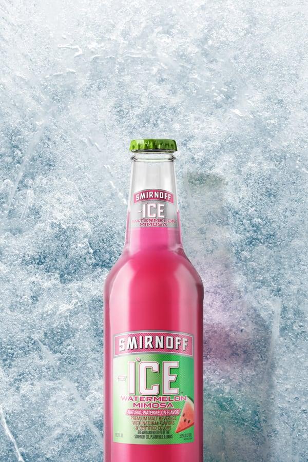 Smirnoff Ice Watermelon Mimosa on a Icy background