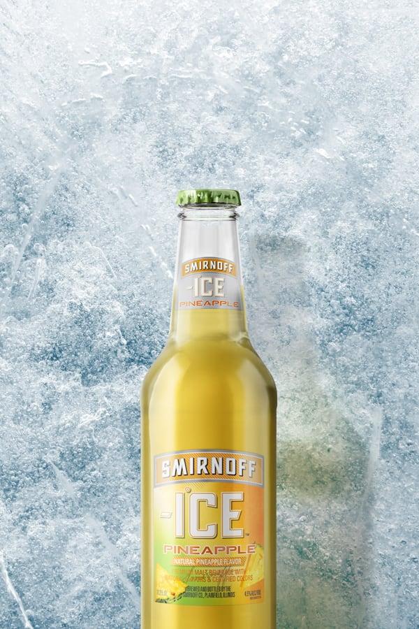 Smirnoff Ice Pineapple on a Icy background