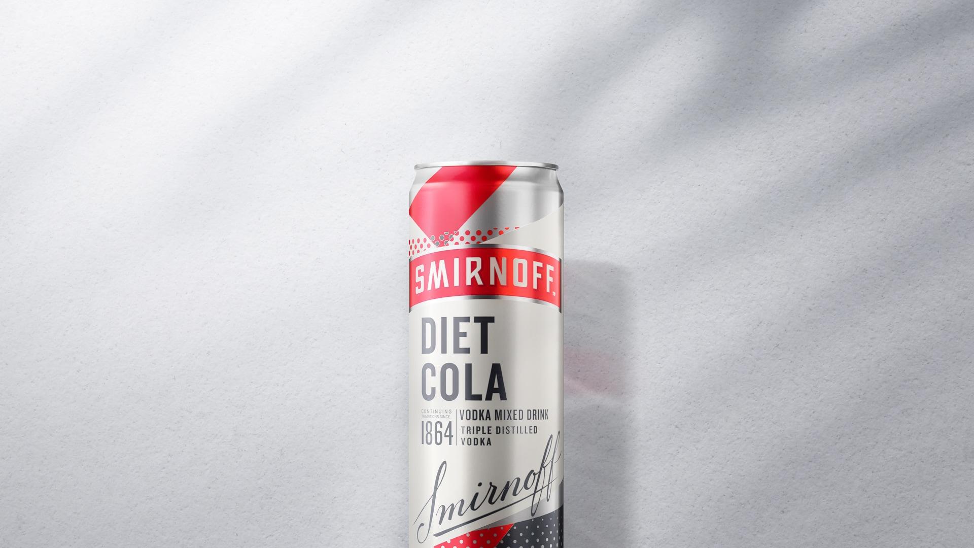 Vodka and Diet Cola on a gray background