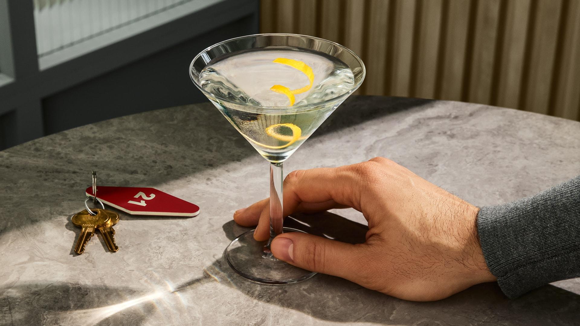 Martini cocktail on table