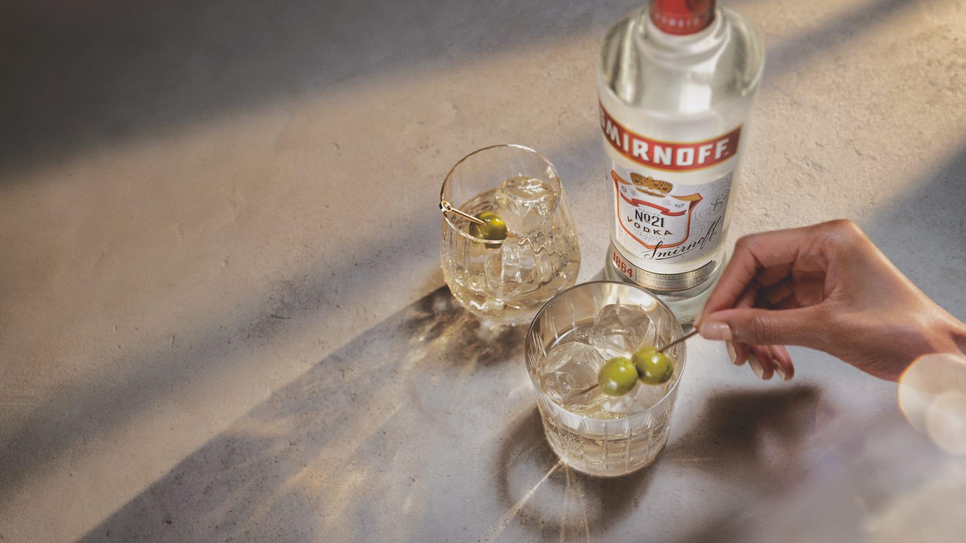 Smirnoff No 21 with two cocktails