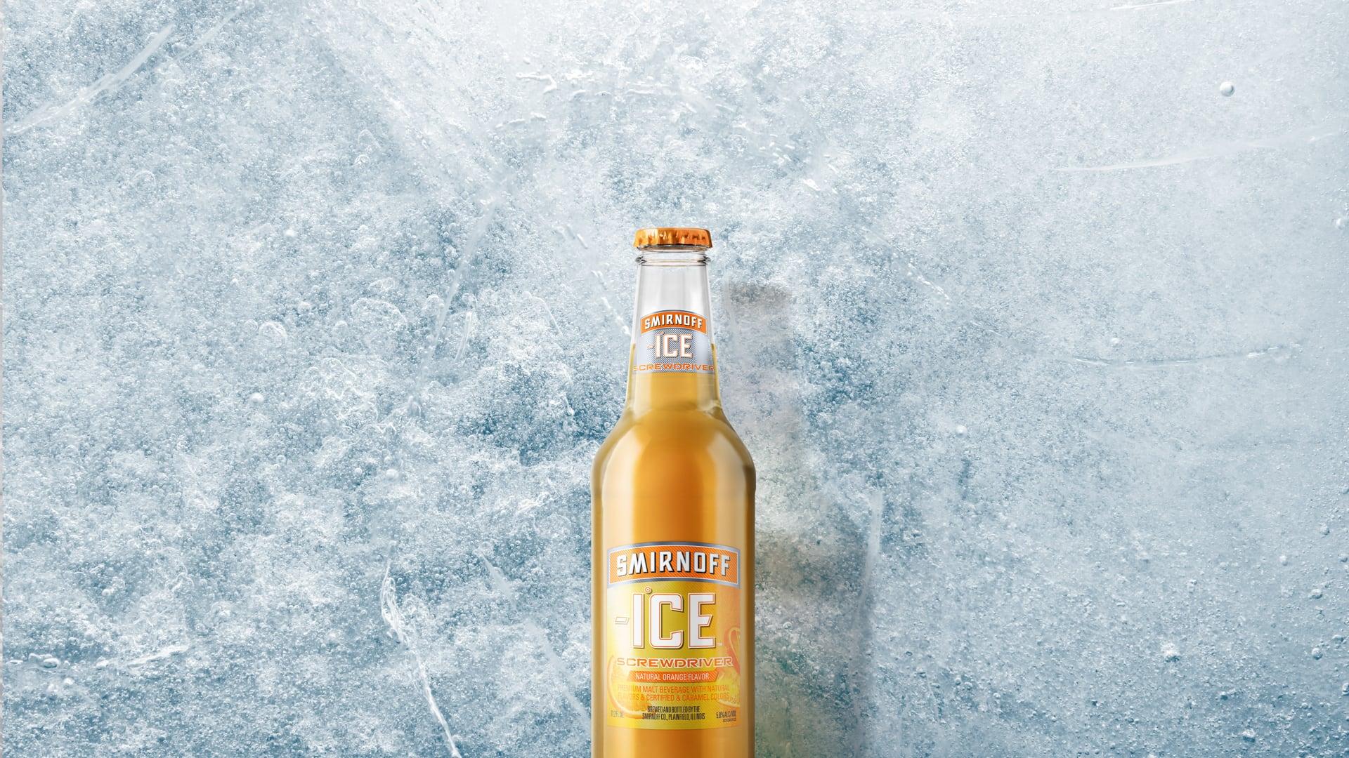 Smirnoff Ice Screwdriver on a Icy background