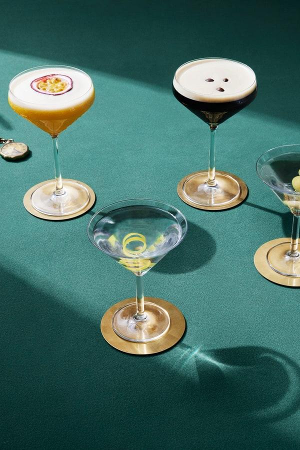 Martini cocktails on a table