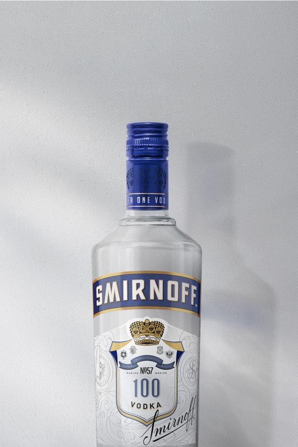 Smirnoff 57 Vodka on grey background