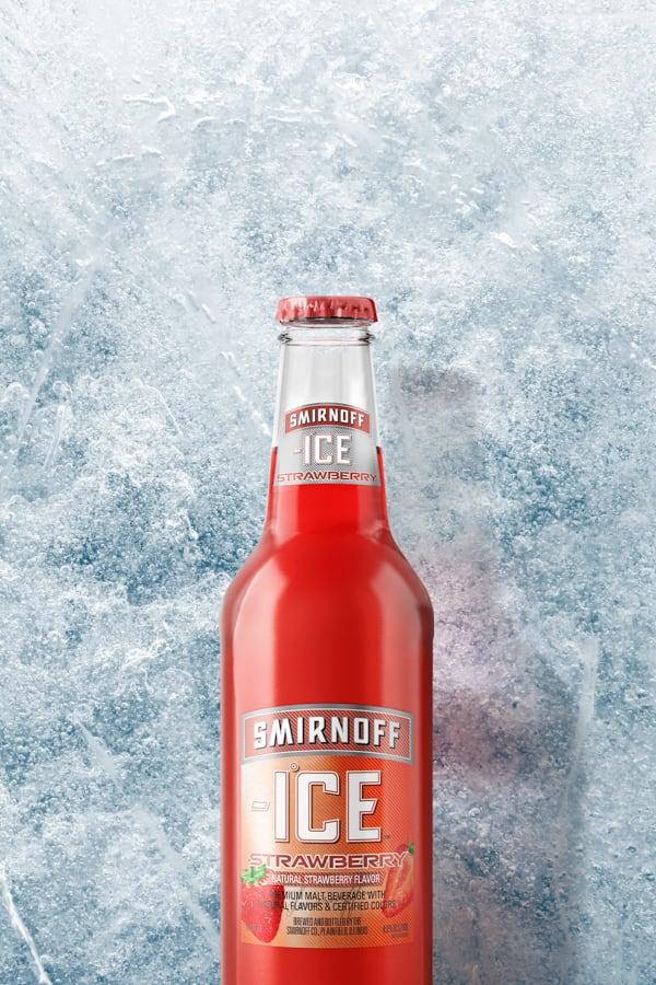 Smirnoff Ice Strawberry on a Icy background