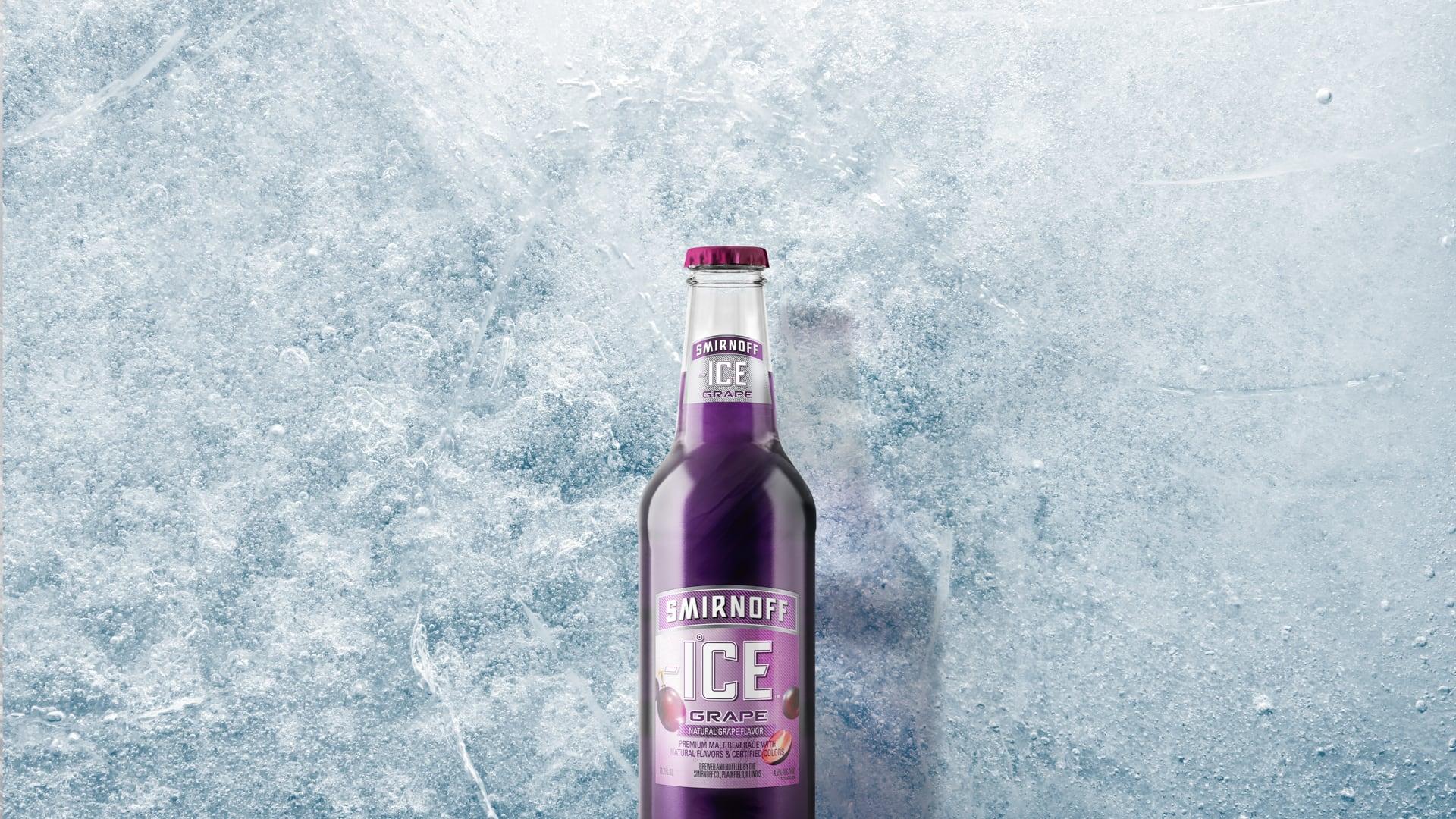 Smirnoff Ice Grape on a Icy background