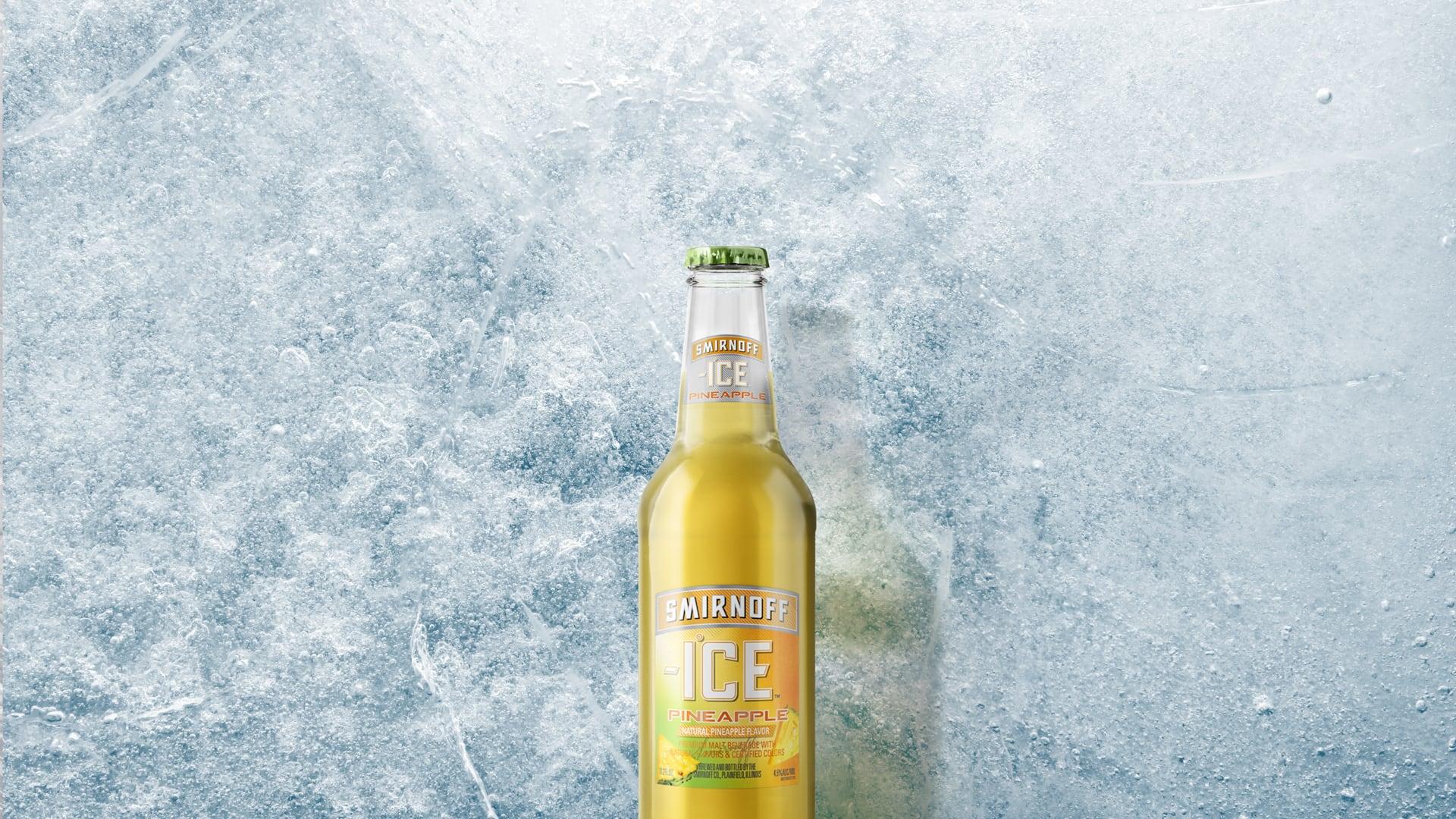 Smirnoff Ice Pineapple on a Icy background