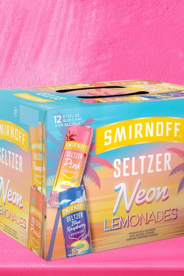 Smirnoff Seltzer Neon Variety Pack on a bubby background