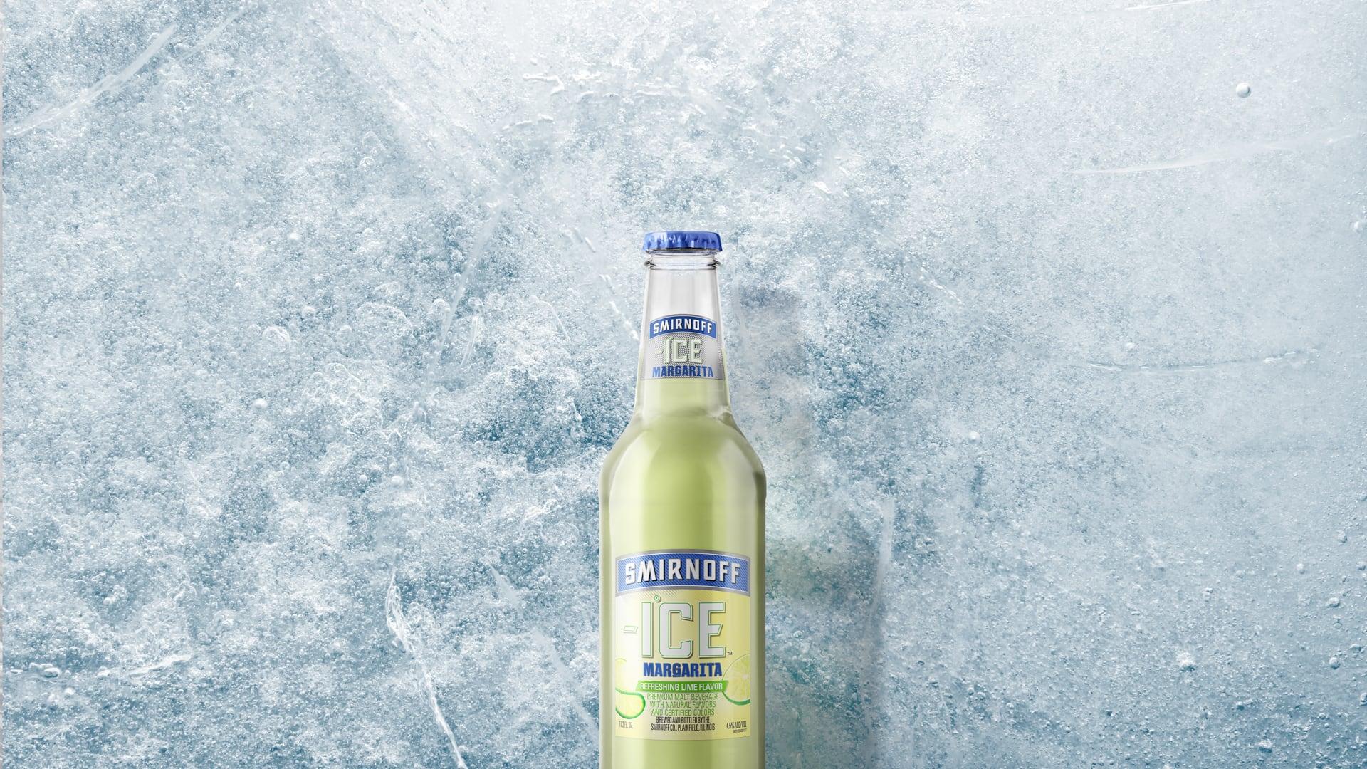 Smirnoff Ice Margarita on a Icy background
