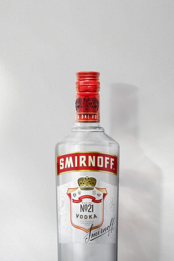 Smirnoff 21 Vodka on grey background