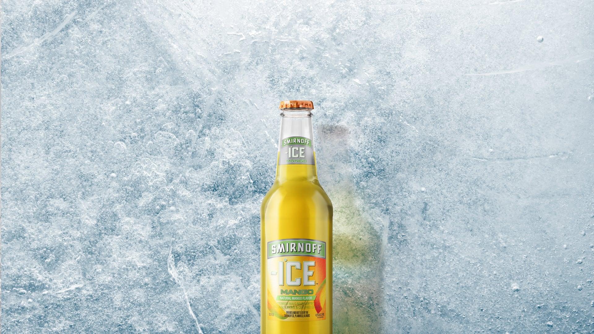 Smirnoff Ice Mango on a Icy background