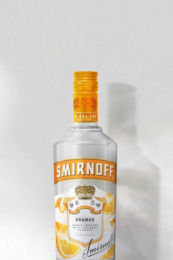 Smirnoff Orange on grey background