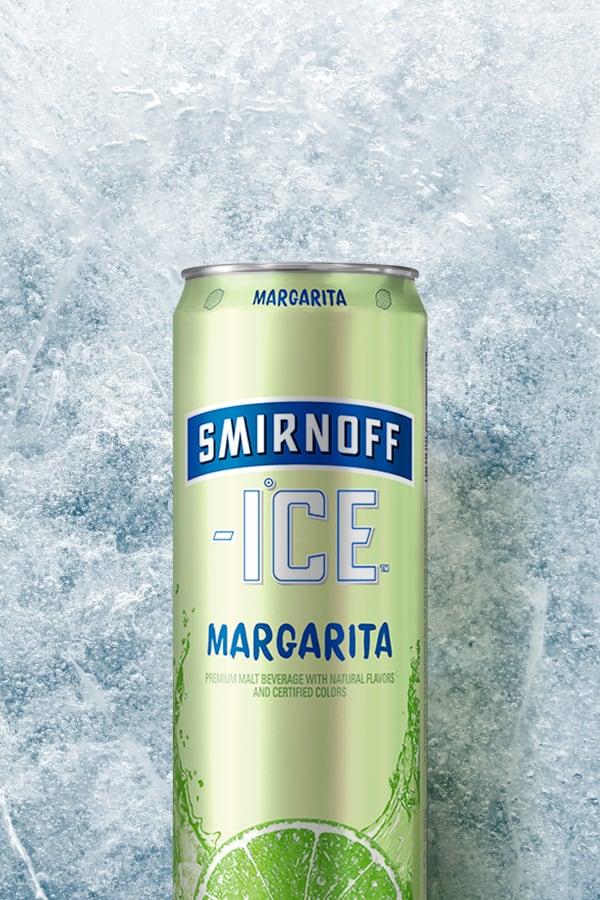Smirnoff Ice Margarita Can on a Icy background