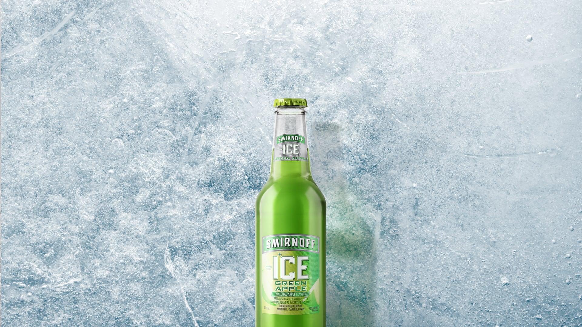 Smirnoff Ice Green Apple on a Icy background