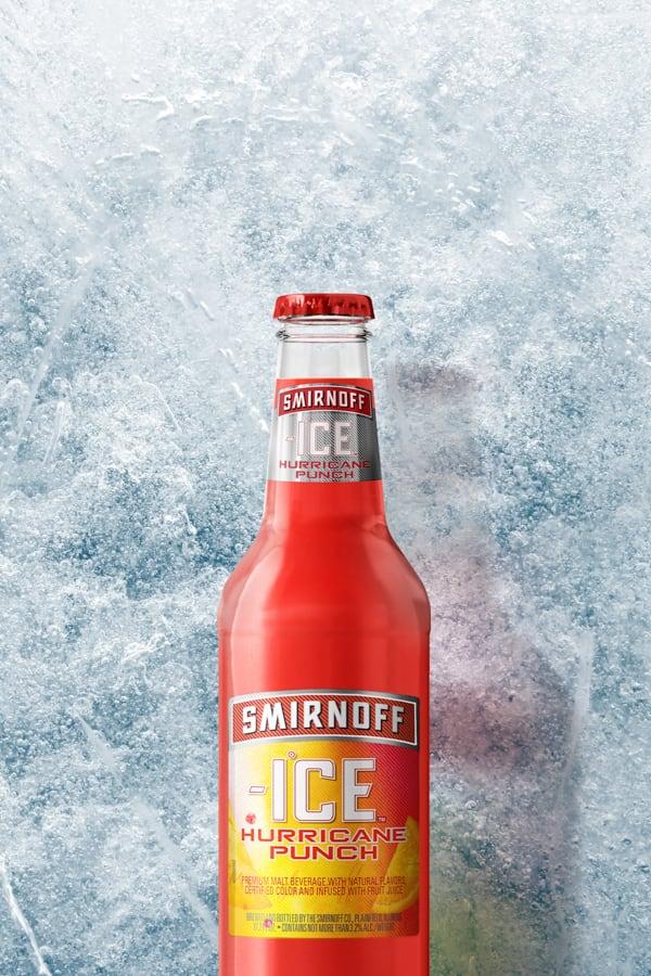 Smirnoff Ice Hurricane Punch on a Icy background