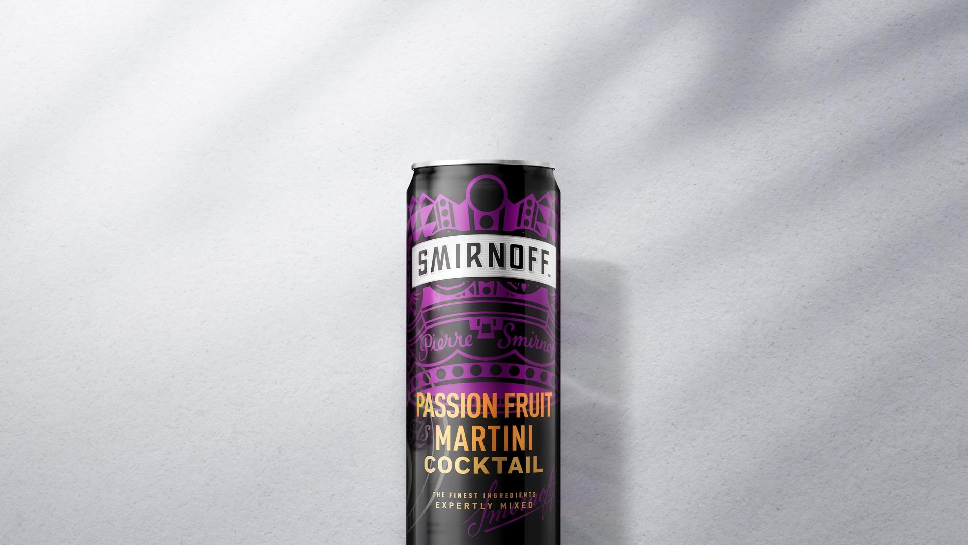 Passionfruit martini cocktail Premix on a gray background