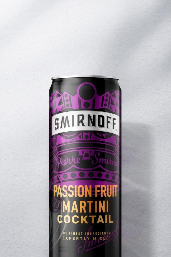 Passionfruit martini cocktail Premix on a gray background