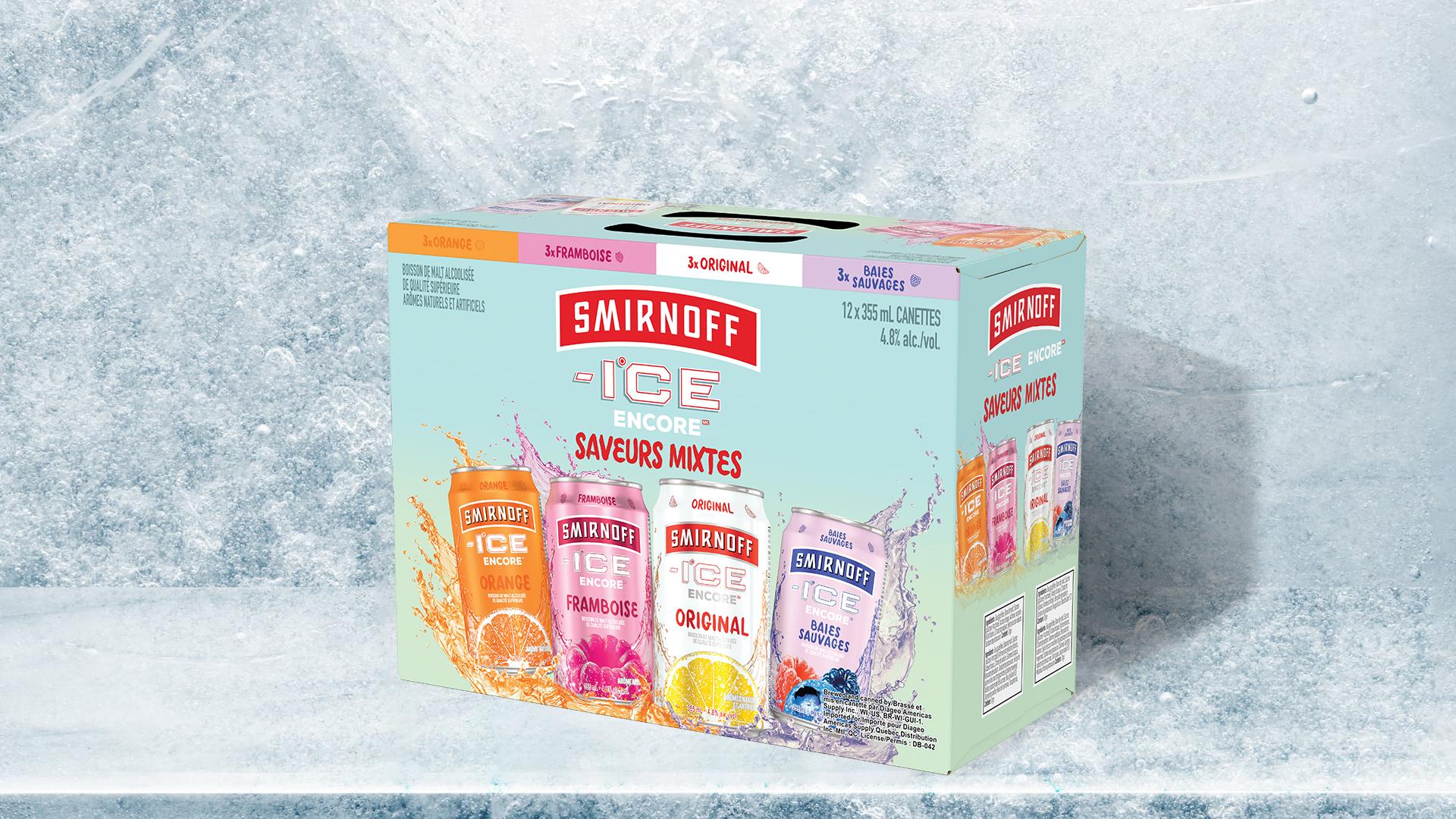 Smirnoff Ice Light Original can on a Icy background