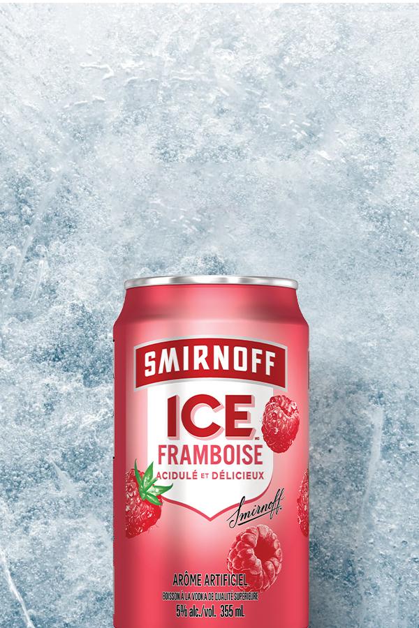 Smirnoff Ice Raspberry on a Icy background