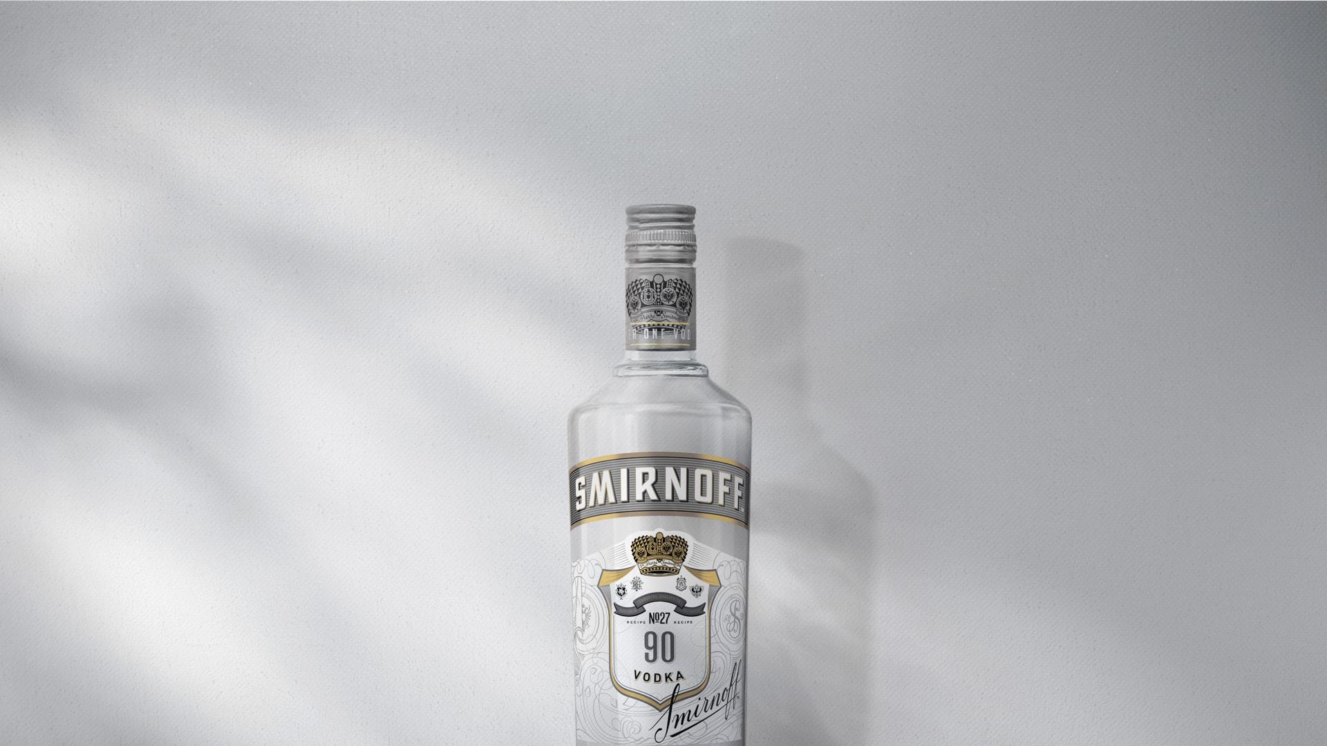 Smirnoff 27 Vodka on grey background