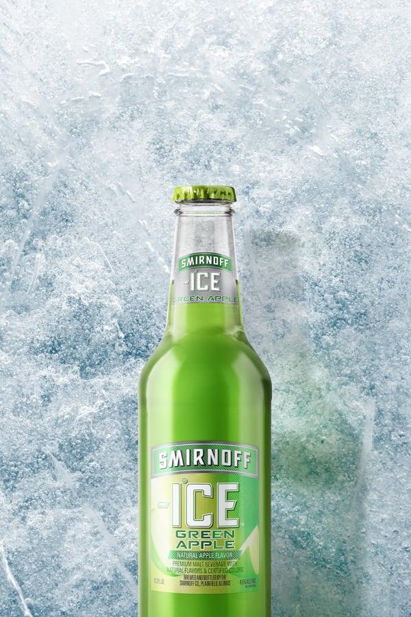 Smirnoff Ice Green Apple on a Icy background