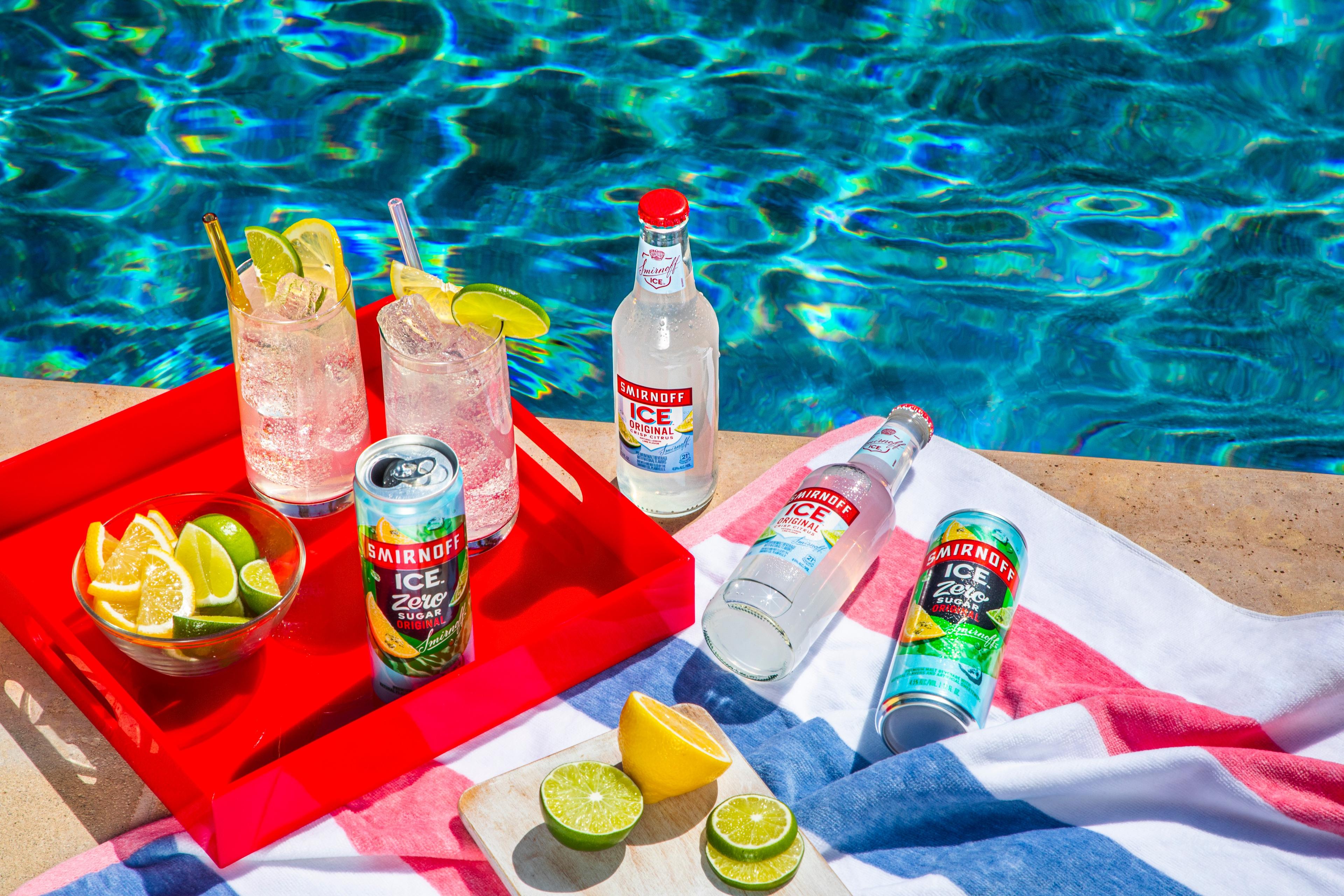 Smirnoff Ice by a pool
