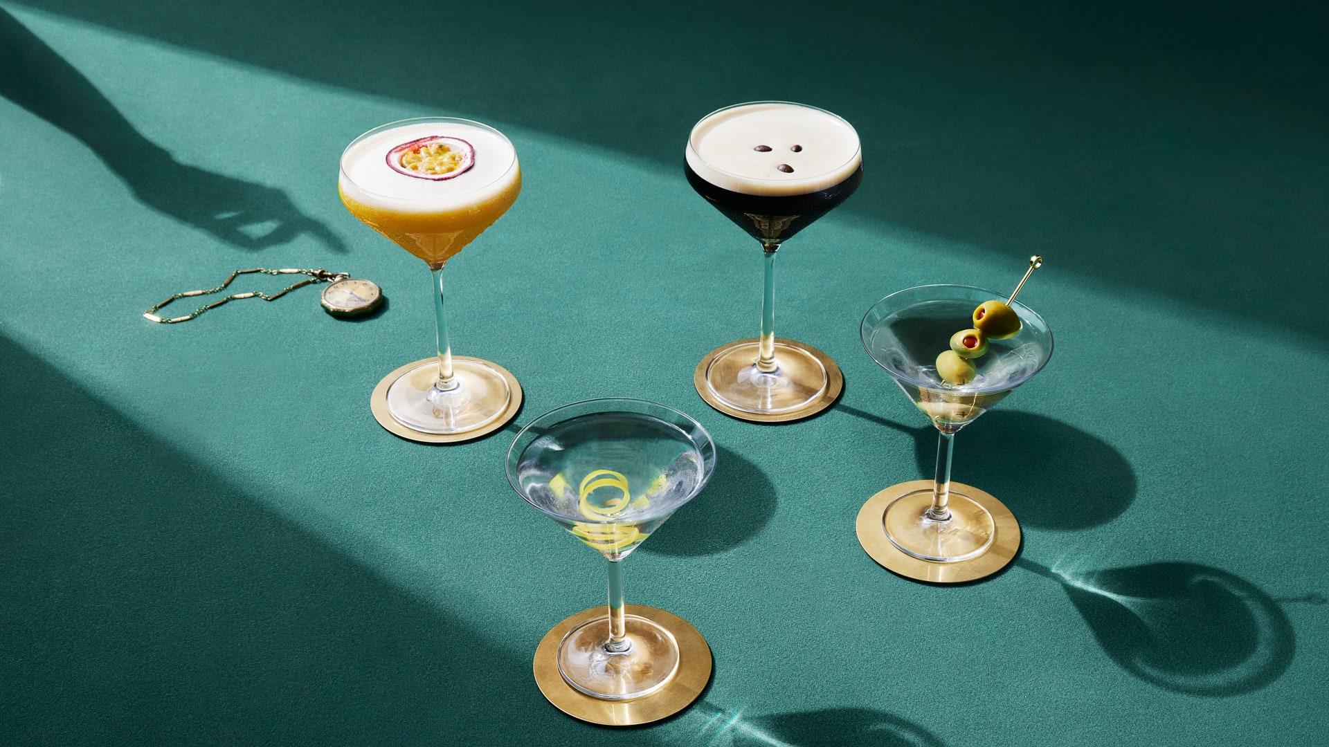 Martini cocktails on a table