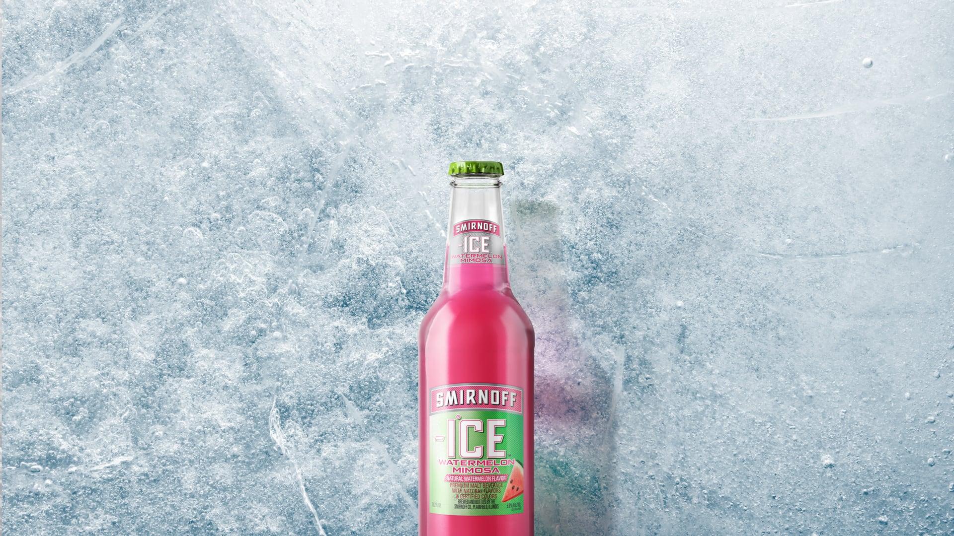 Smirnoff Ice Watermelon Mimosa on a Icy background