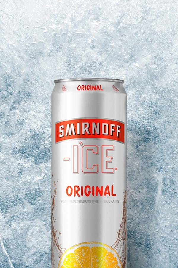 Smirnoff Ice Original can on a Icy background
