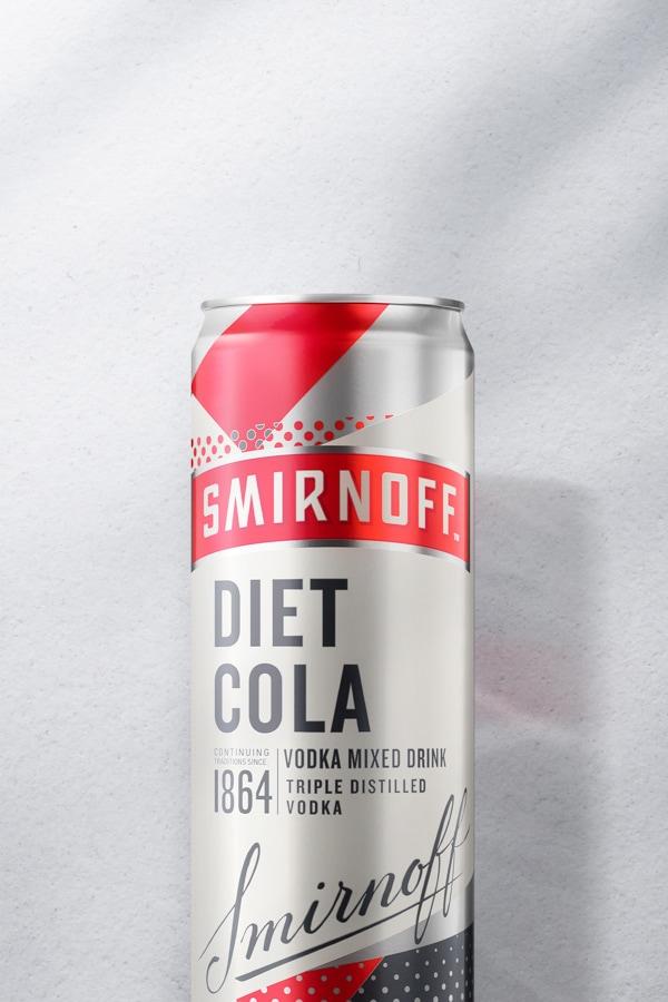 Vodka and Diet Cola on a gray background