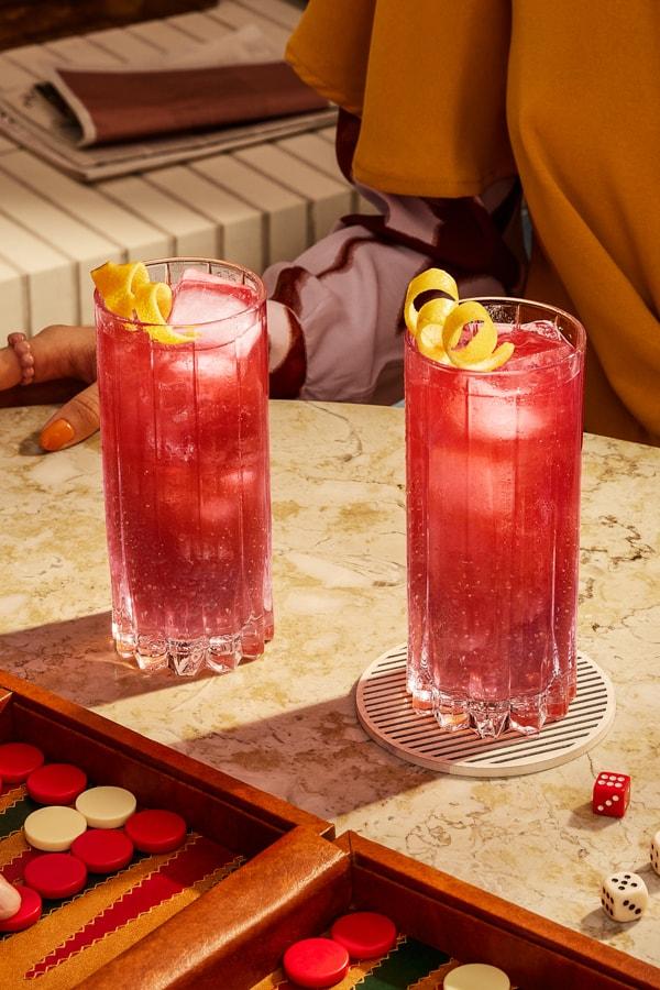 Two Smirnoff Raspberry Lemonade cocktails on a table