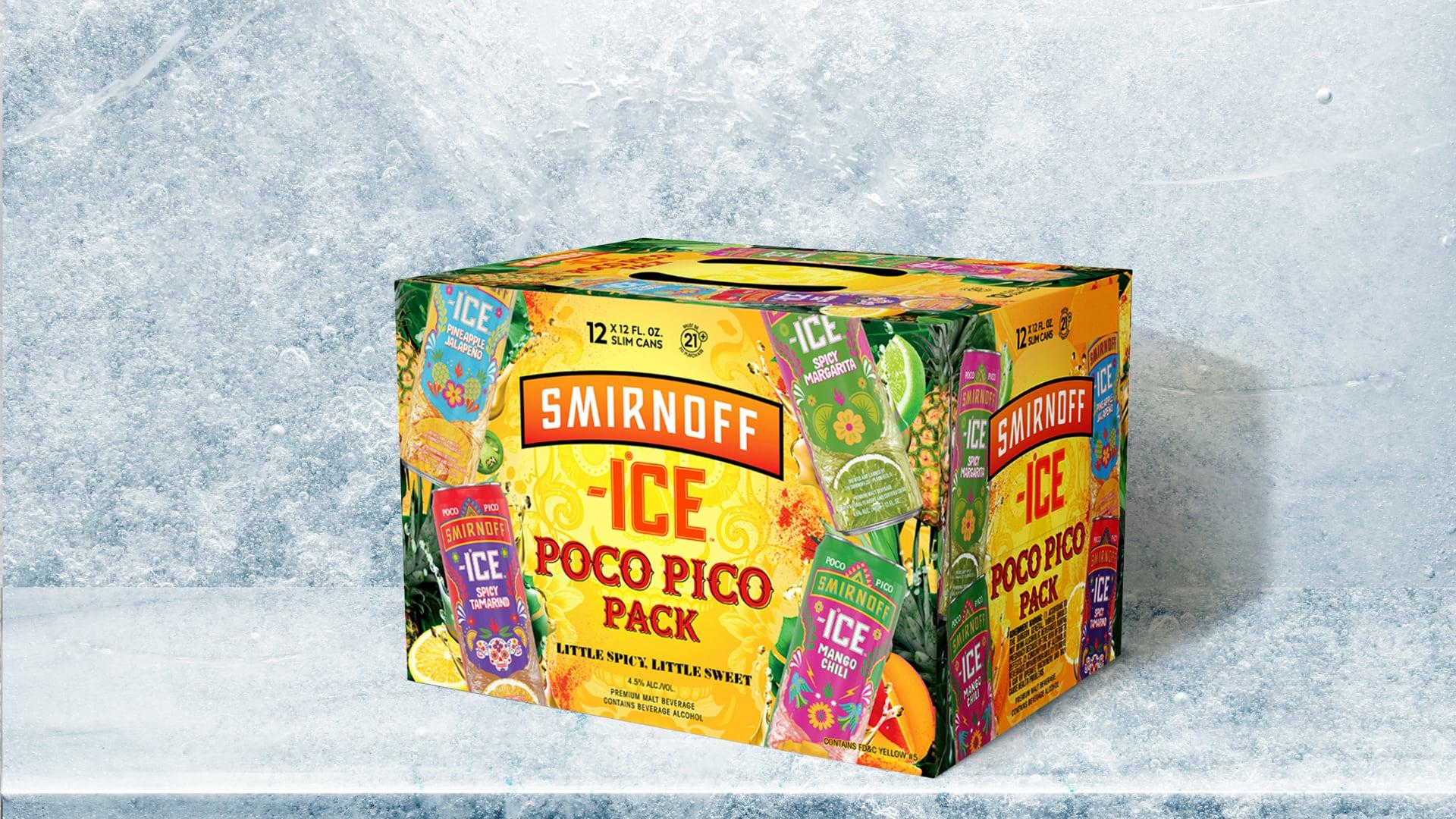 Smirnoff Ice Poco Pico Variety Pack on an Icy background