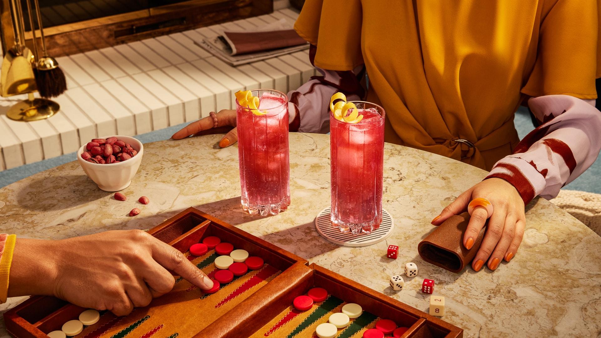 Two Smirnoff Raspberry Lemonade cocktails on a table